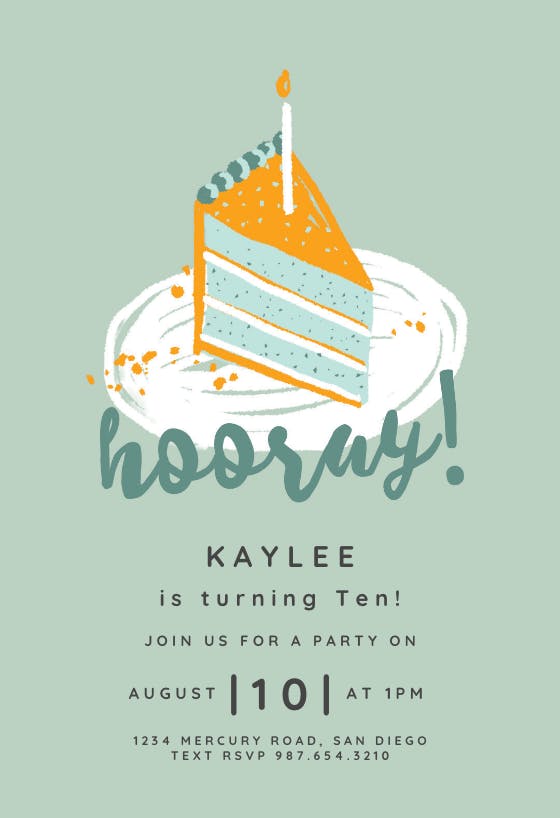 Piece of cake - birthday invitation