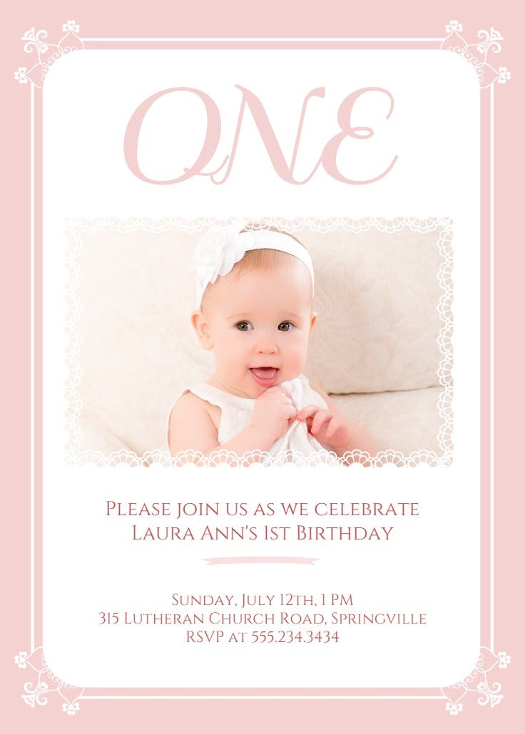 Pink and lacy - birthday invitation