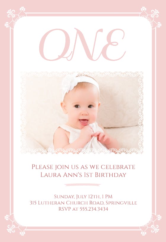 Pink and lacy - birthday invitation
