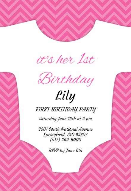 Pink Chevrons - Birthday Invitation
