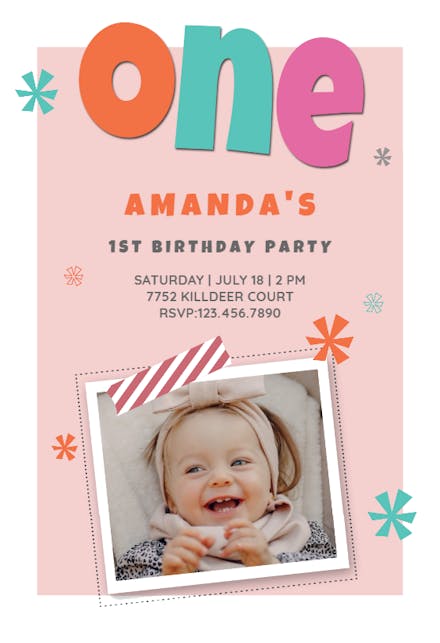 Pink Confetti Cascade - Invitación de Cumpleaños