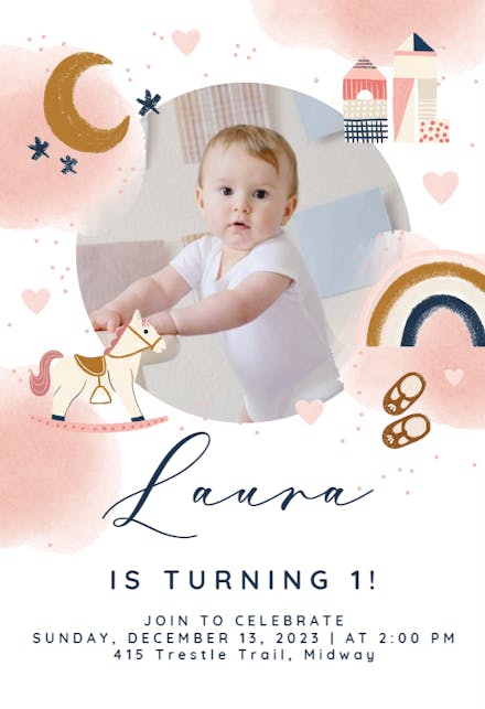 Pink Stains and Toys - Birthday Invitation