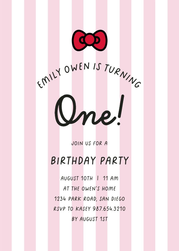 Pink stripes - birthday invitation