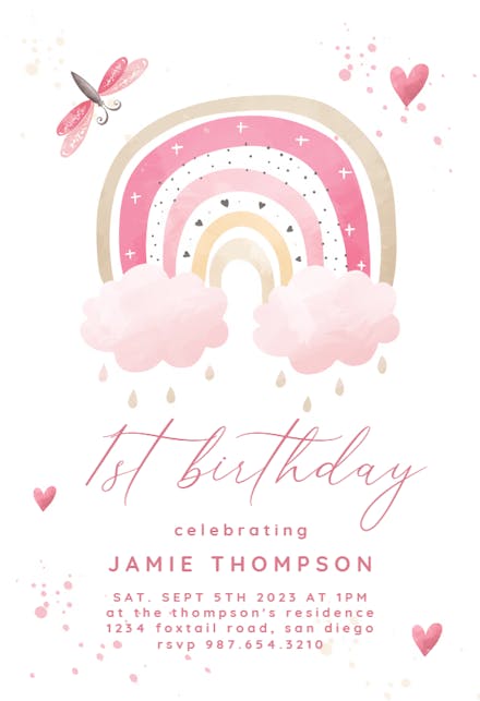 Pinky rainbow - Invitation Template