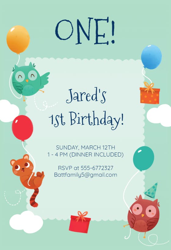 Playful animals -  invitación de cumpleaños