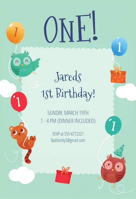 Playful Animals - Invitación de Cumpleaños
