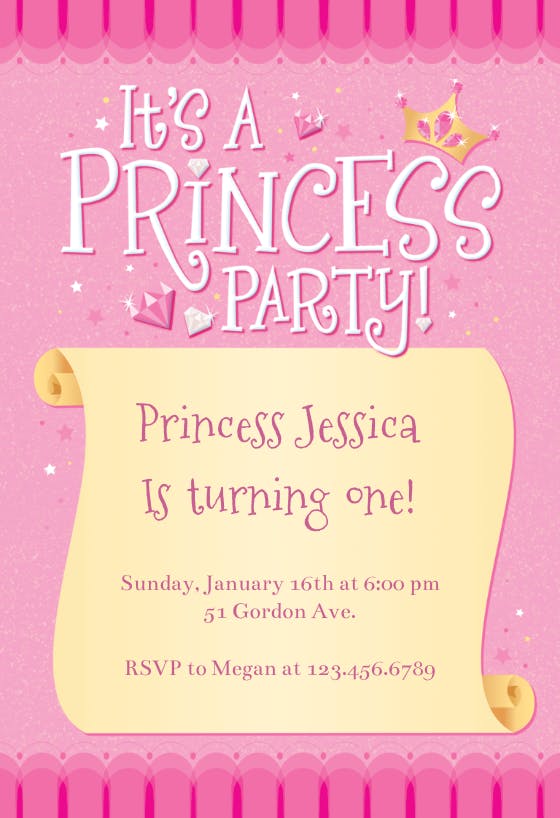 Princess party -  invitación de cumpleaños