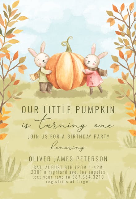 Pumpkin is Ready - Birthday Invitation