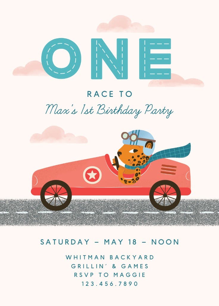 Race car - invitación de cumpleaños