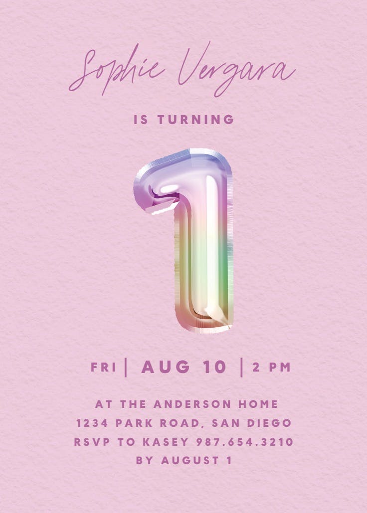 Rainbow ombre foil - birthday invitation