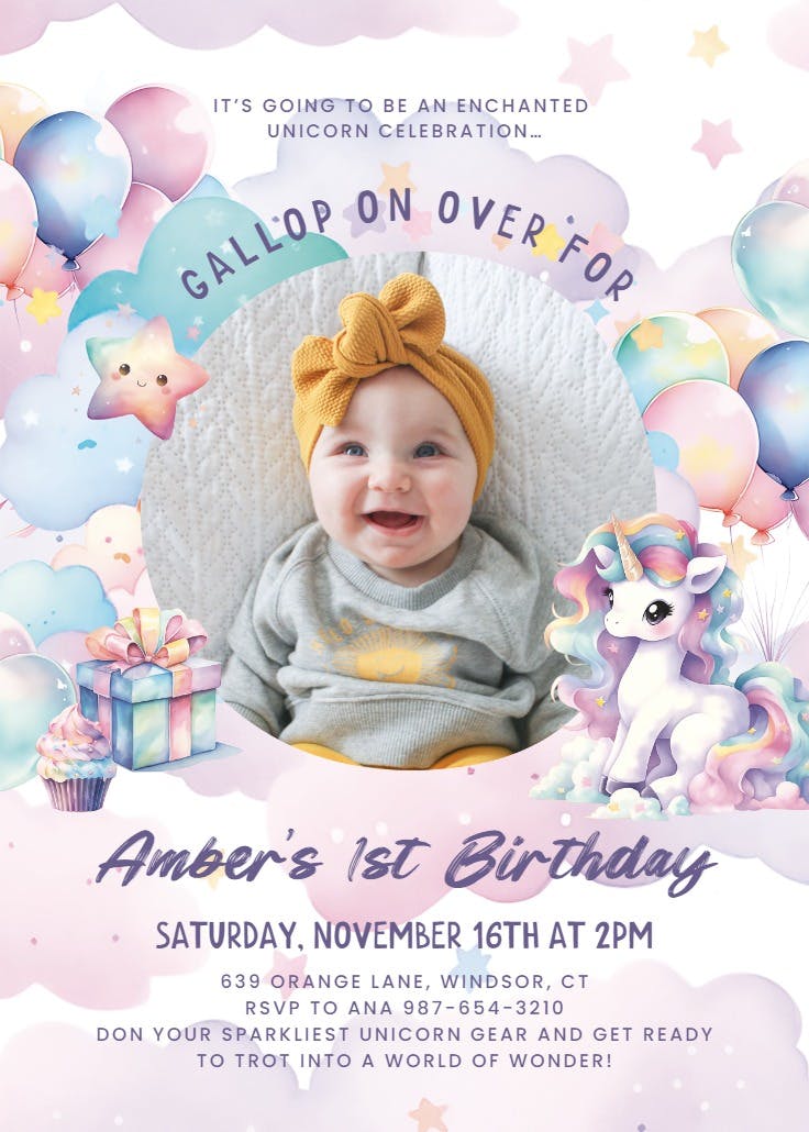 Rainbows and magic photo - birthday invitation