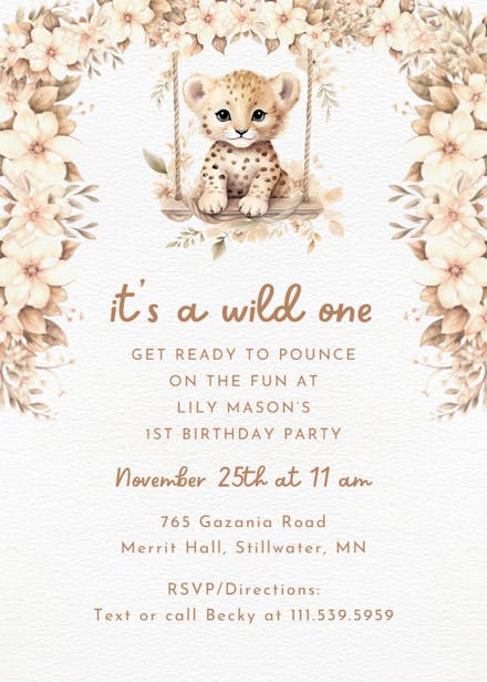 Ready to pounce - birthday invitation