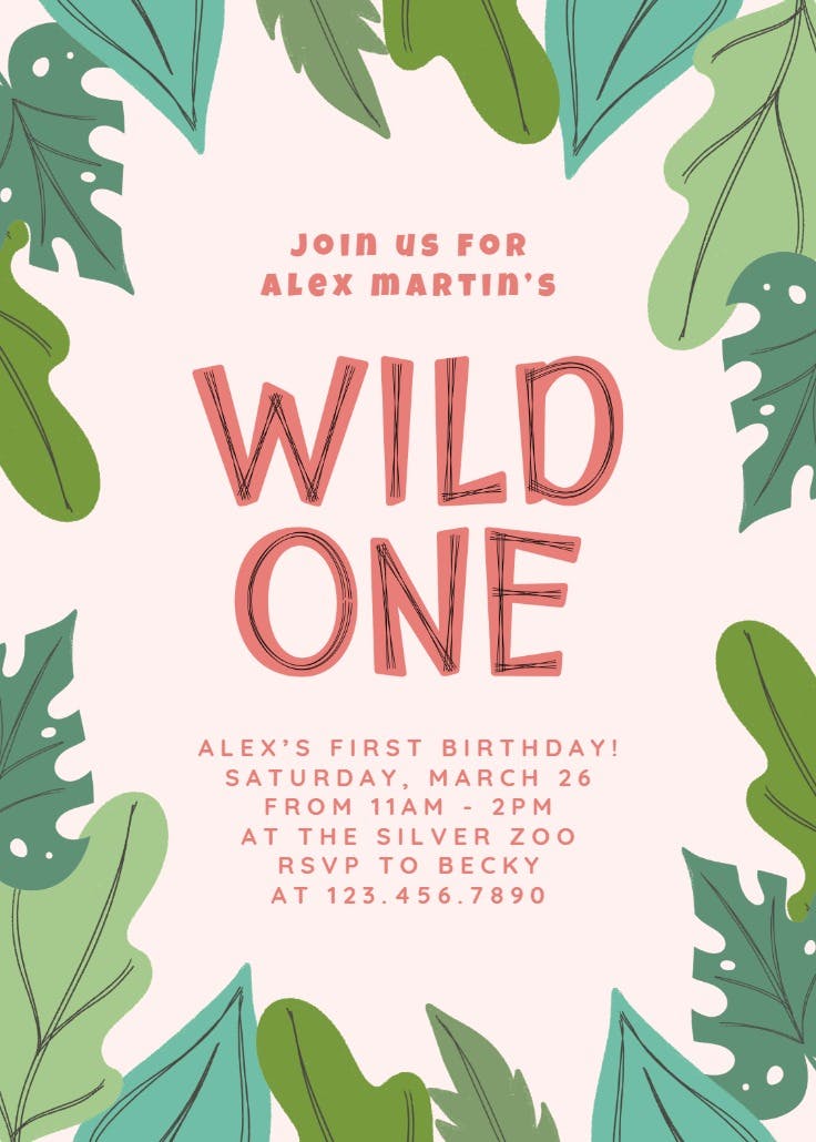 Roar wild one - birthday invitation