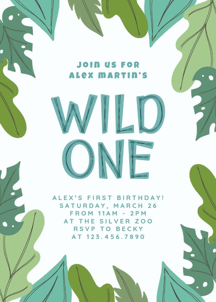 Roar wild one - birthday invitation