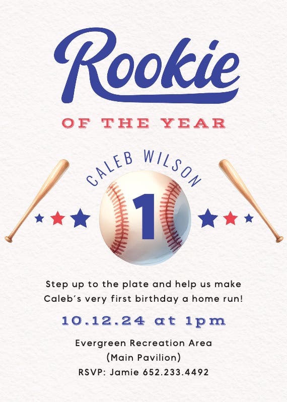 Rookie of the year - birthday invitation