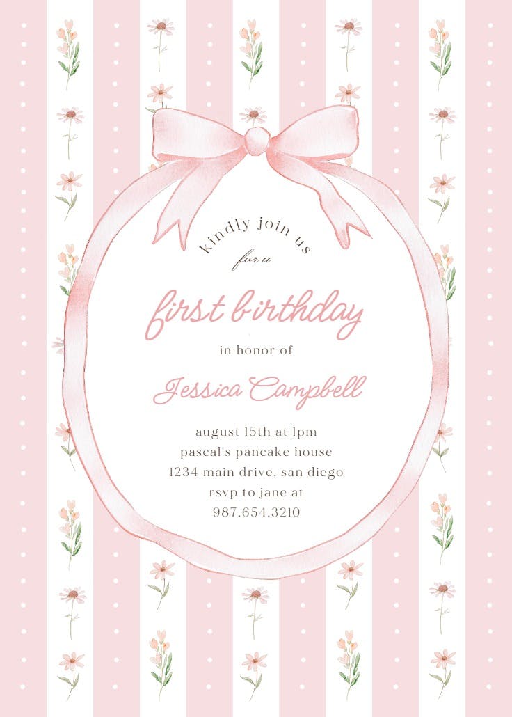 Rosy & one-derful - birthday invitation