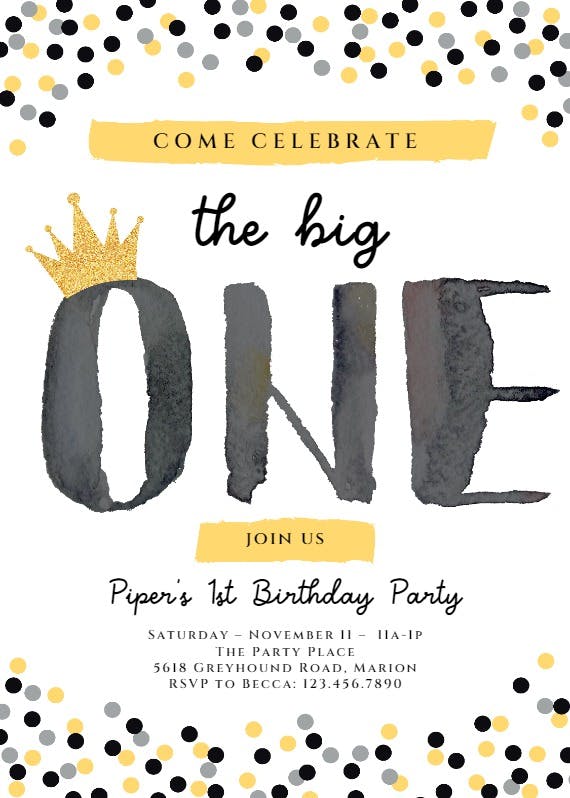 Royal one - invitación de cumpleaños