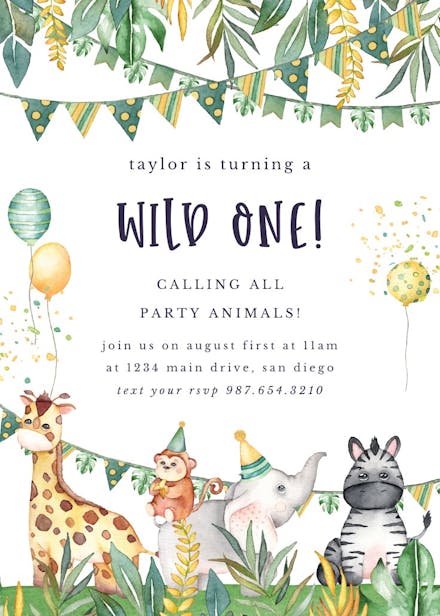 Safari animal - birthday invitation