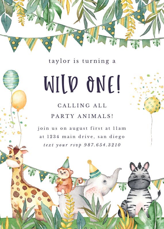 Safari animal -  invitación de cumpleaños