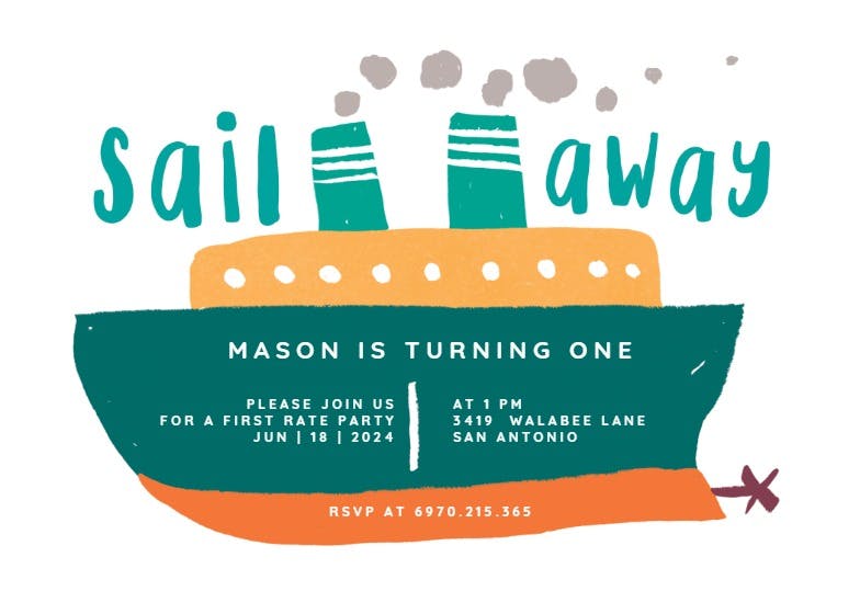 Sail away -  invitación de cumpleaños