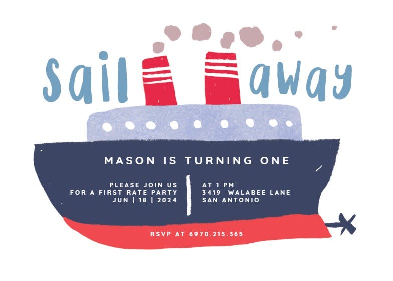 Sail away - birthday invitation