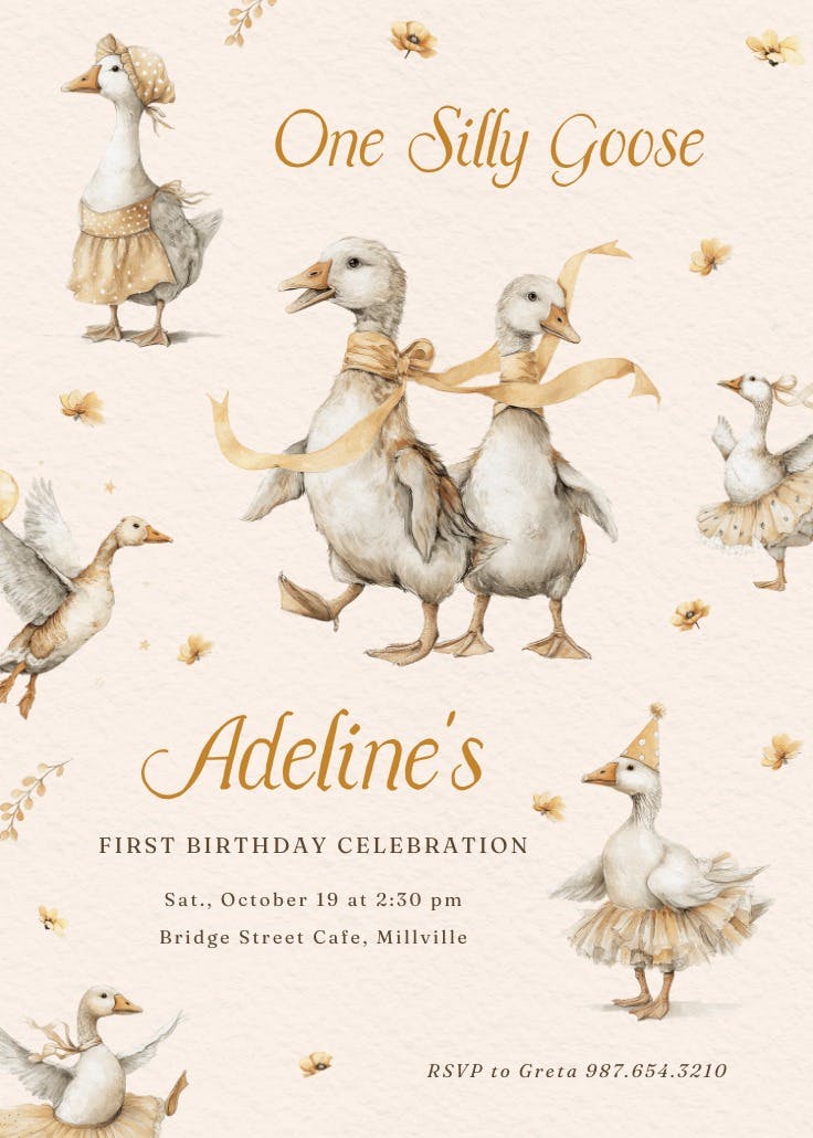 Silly geese - invitación para fiesta