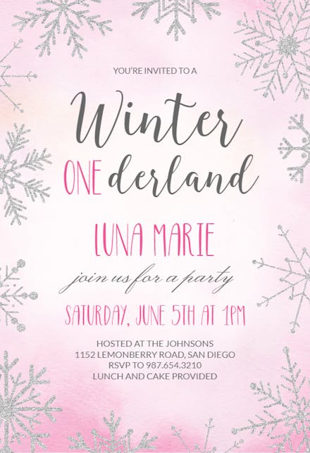 Silver Snowflakes - Birthday Invitation