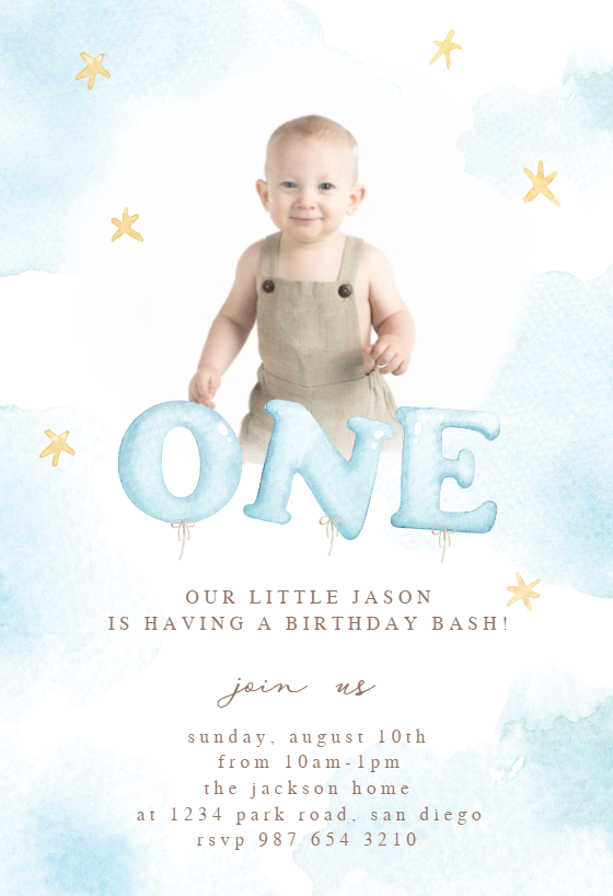 Details about   Custom photo first birthday invites 1st add photo free proof show original title 