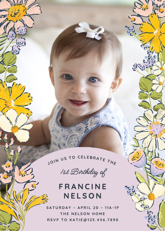 Spring flowers - birthday invitation