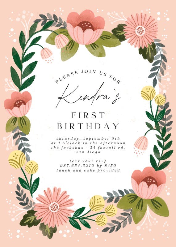 Spring frame - birthday invitation