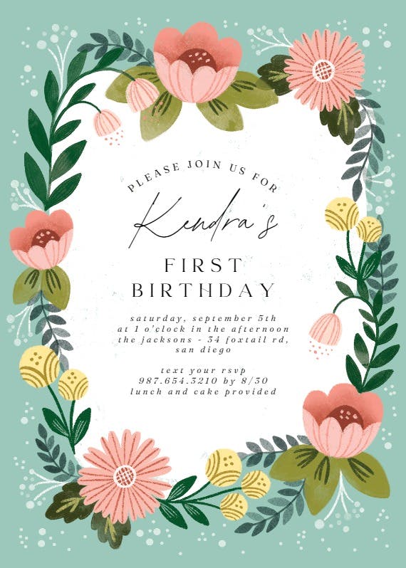 Spring frame - birthday invitation