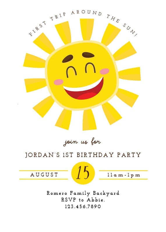 Sun circle - birthday invitation