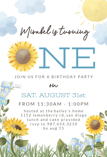 Sunflowers - Birthday Invitation