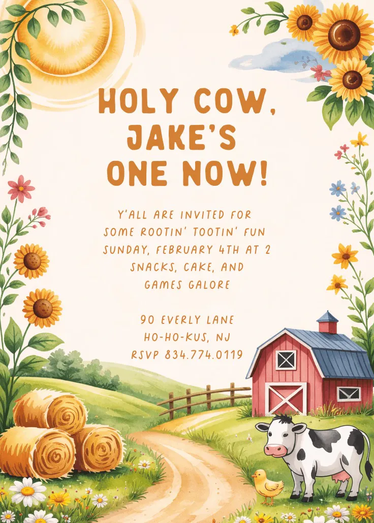 Sunny barn - convite de aniversário