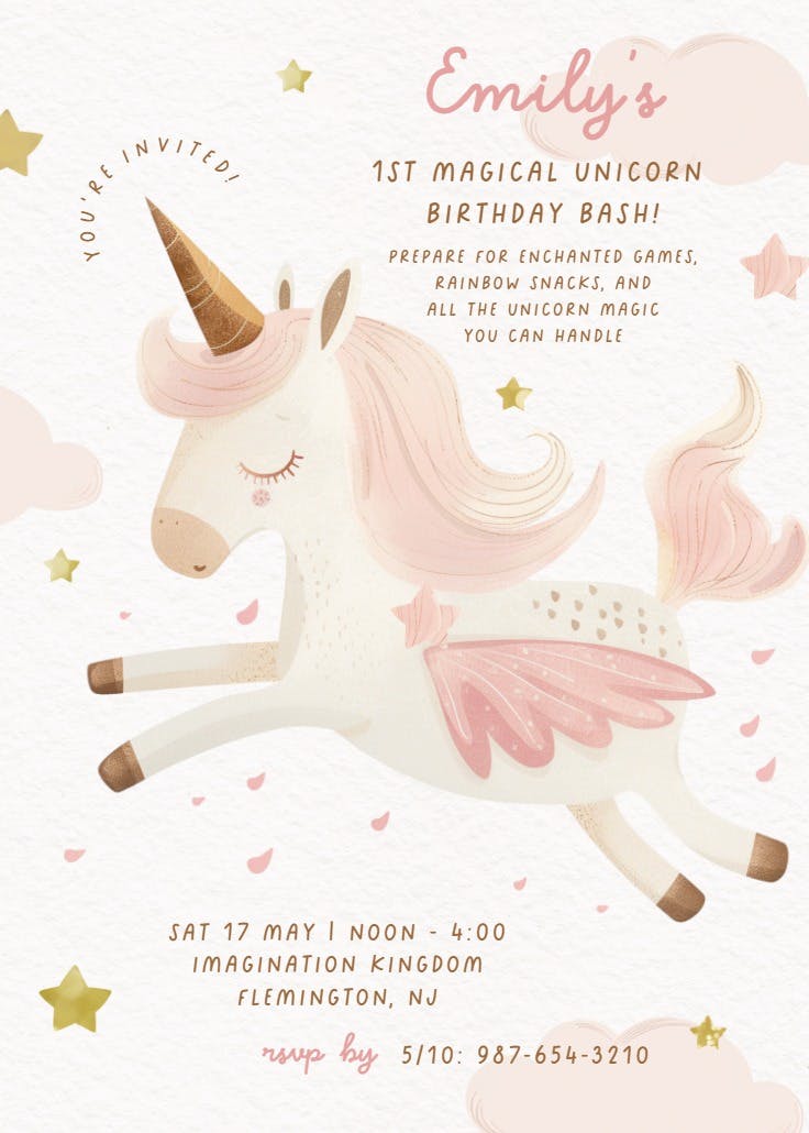 Sweet unicorn - birthday invitation