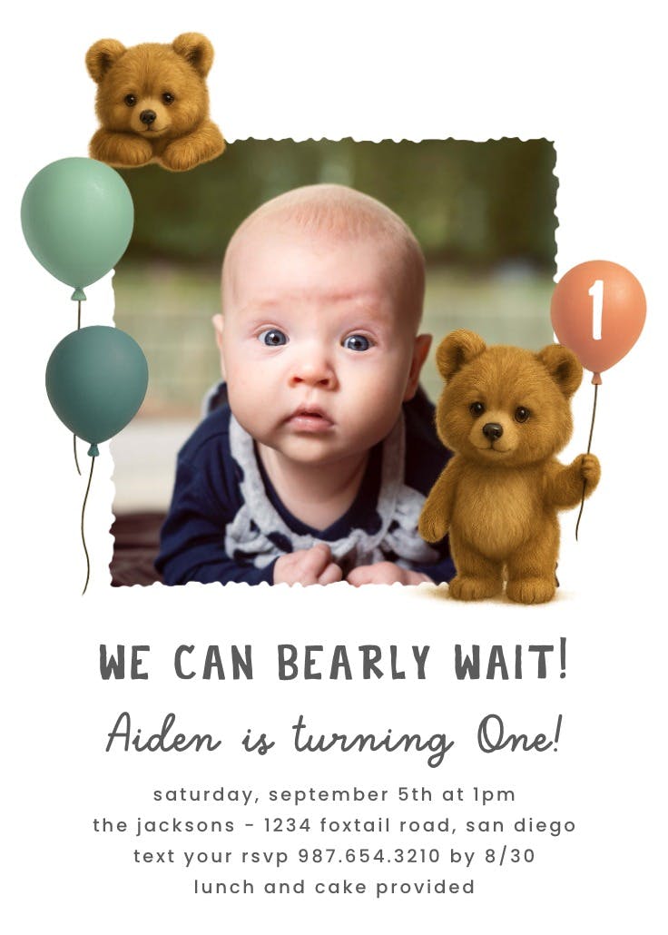 Teddy bear - invitación de cumpleaños