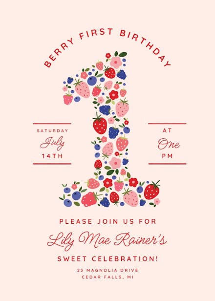 The berries party - birthday invitation