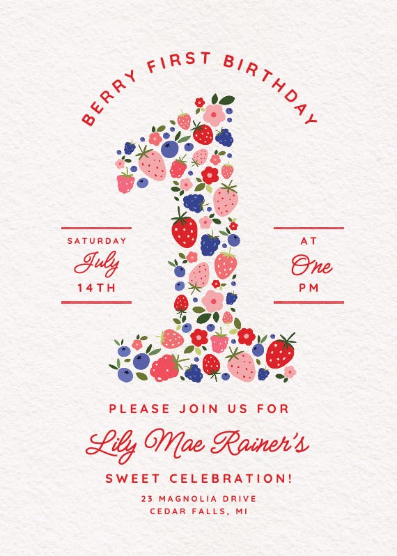 The berries party -  invitación de cumpleaños