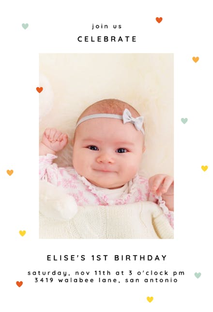 Tiny hearts - Birthday Invitation