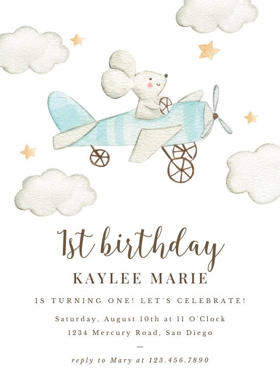 Tiny pilot -  invitación de cumpleaños