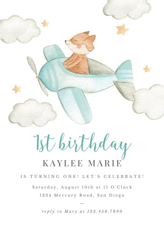 Tiny pilot -  invitación de cumpleaños