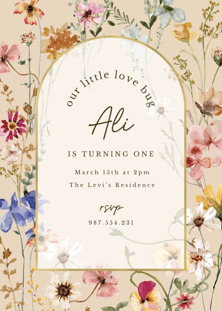 Transparent meadow arch - birthday invitation