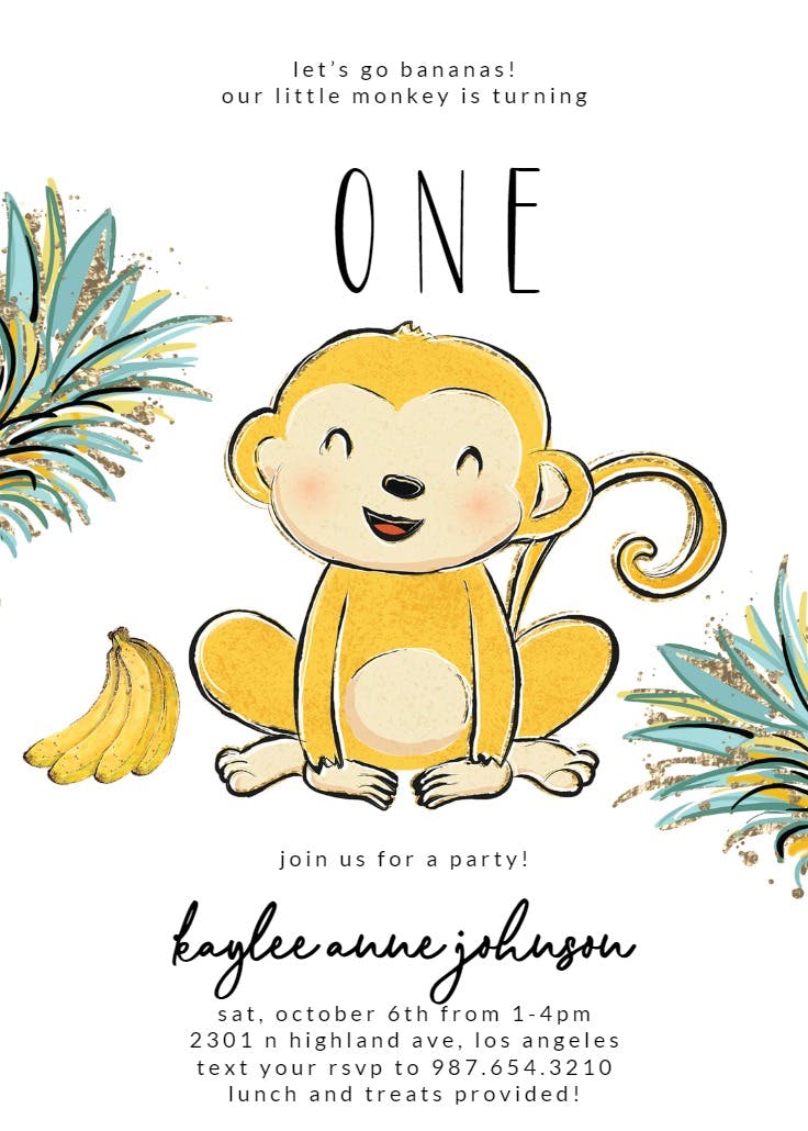 Tropical monkey - printable party invitation