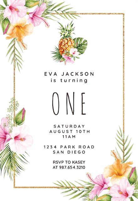 Tropical Pineapple - Birthday Invitation