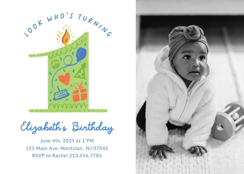 Turning 1 - invitación de cumpleaños