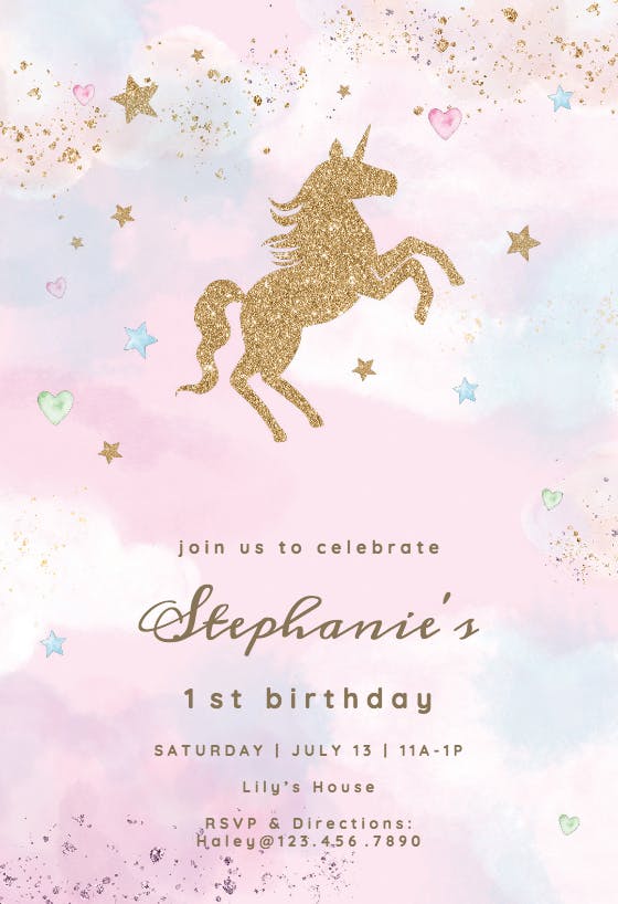 U and unicorns - birthday invitation