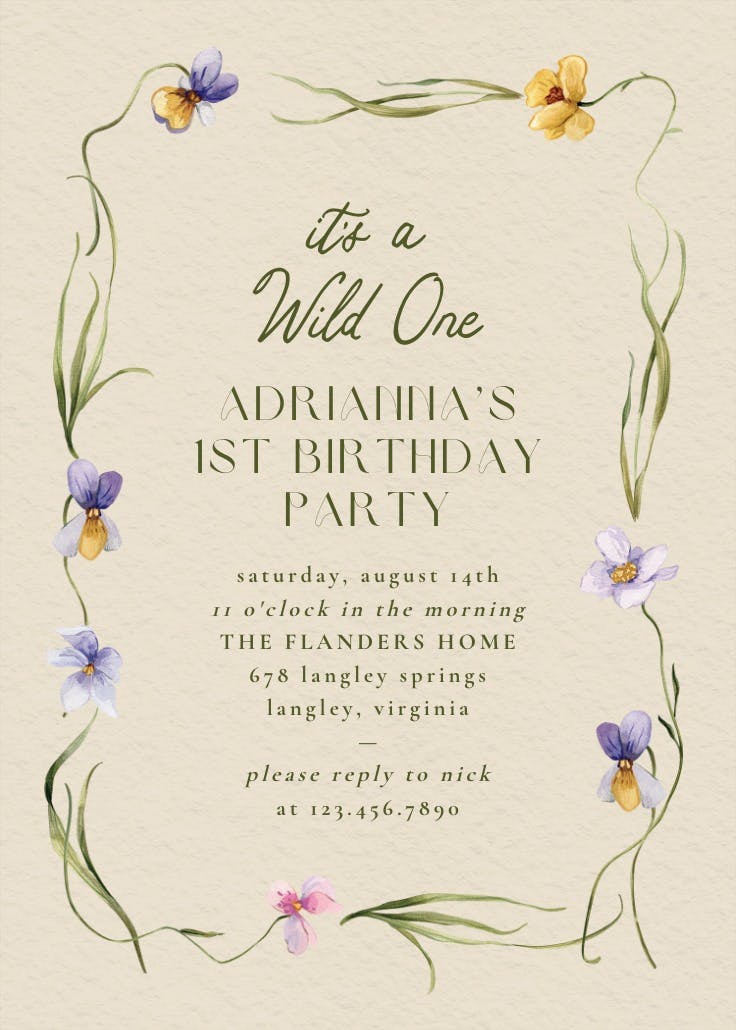 Viola - birthday invitation