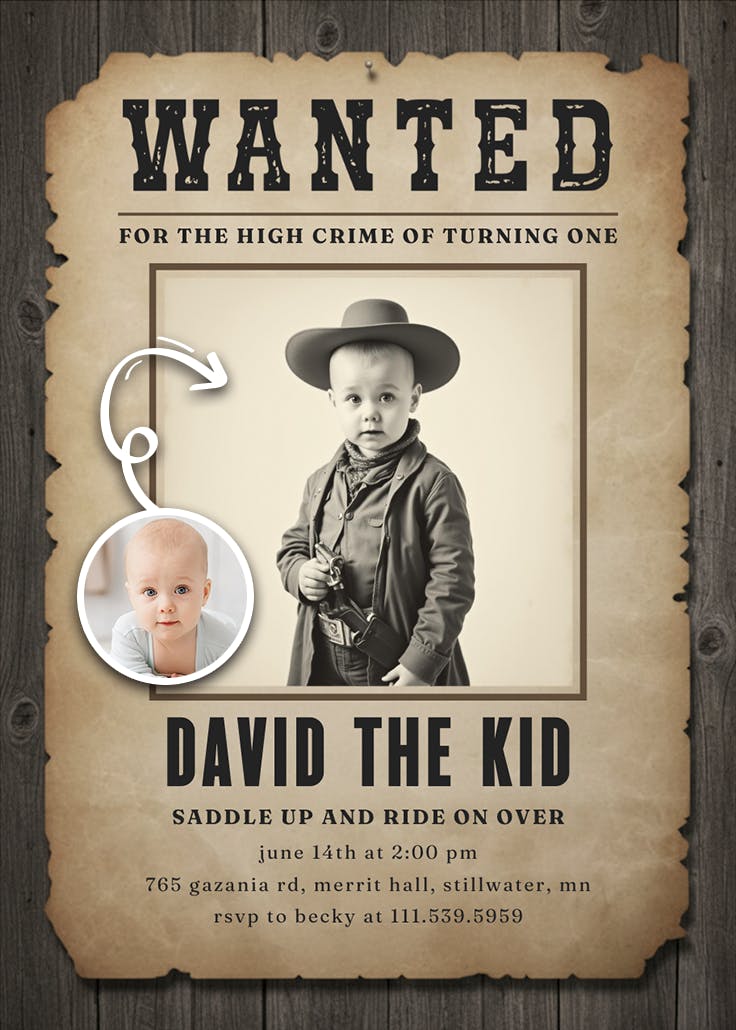 Wanted western - invitación de cumpleaños
