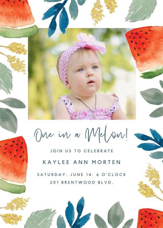 Watercolor melon -  invitación para pool party