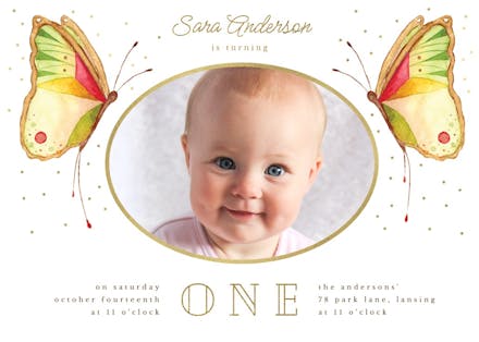 Whimsical butterflies - birthday invitation